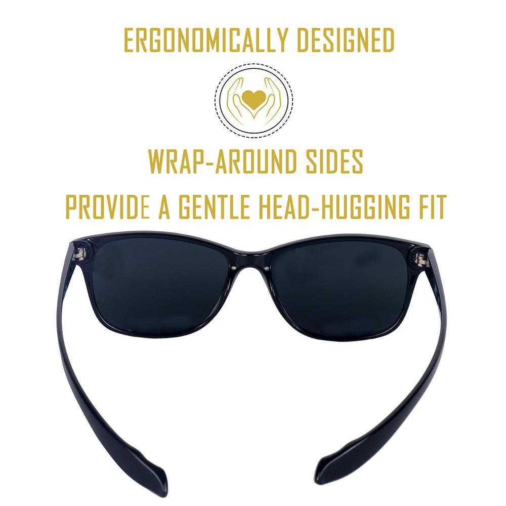 Black Frame-Mirror Blue Lens- Unisex Polarized Sunglasses with long hang in neck sides-Small Size