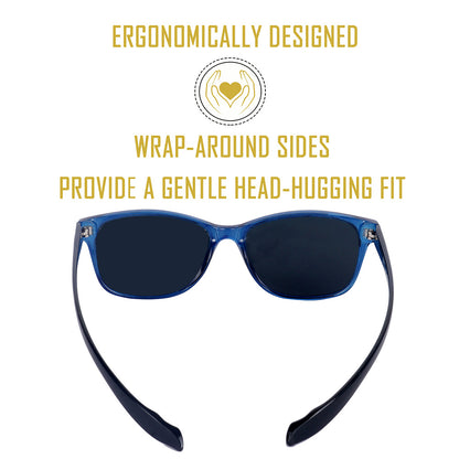 Blue & Black Frame-Grey Lens- Unisex Polarized Sunglasses with long hang in neck sides-Small Size