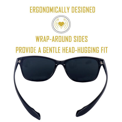 Black Frame-Mirror Red Lens- Unisex Polarized Sunglasses with long hang in neck sides-Small Size