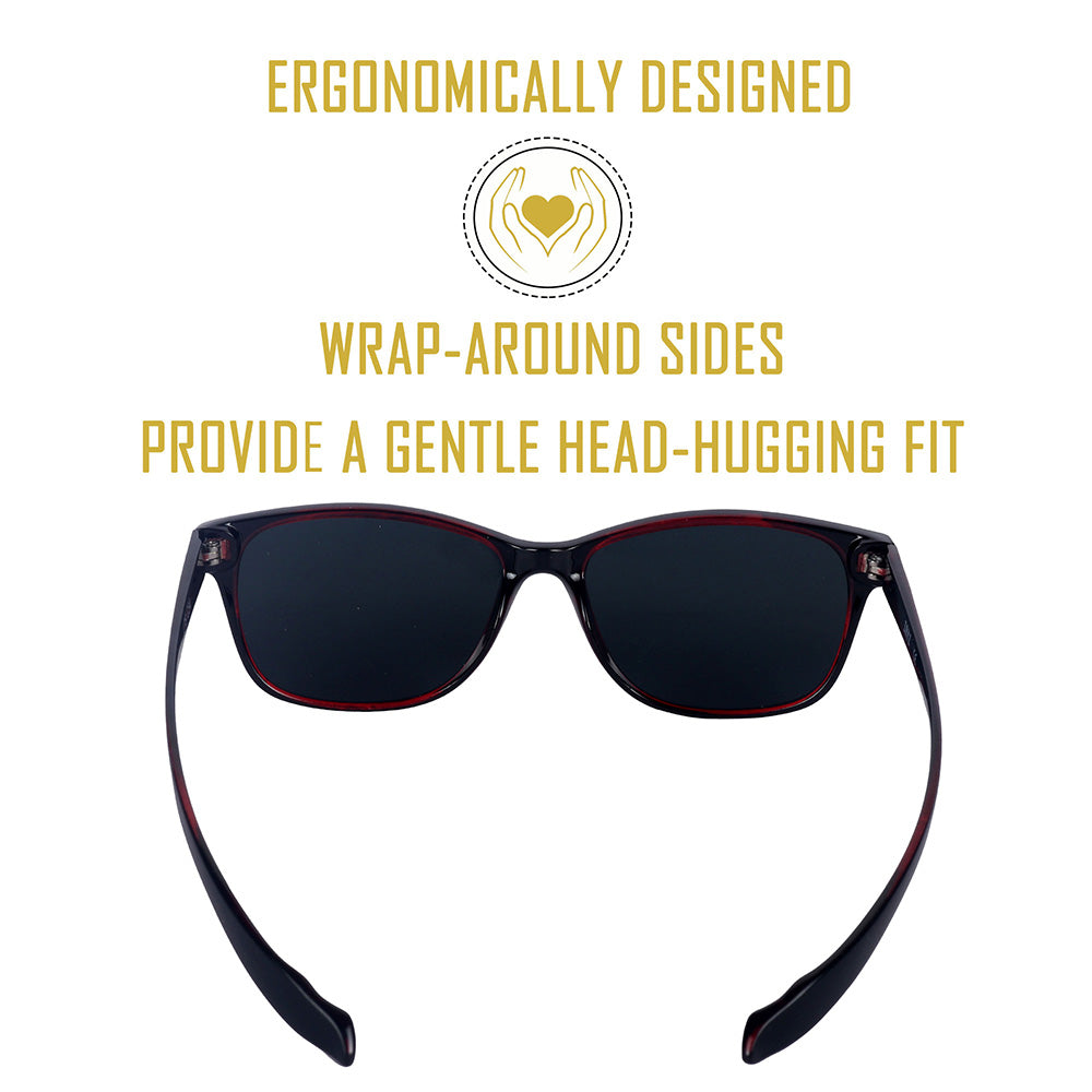 Wine Red Frame-Grey Lens- Unisex Polarized Sunglasses with long hang in neck sides-Small Size