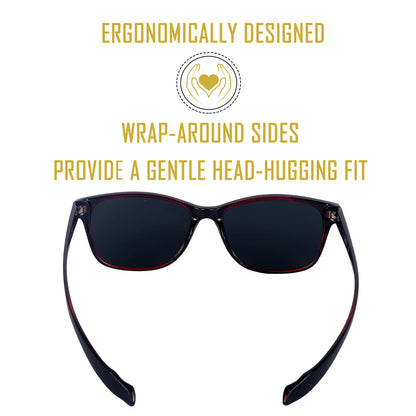 Wine Red Frame-Grey Lens- Unisex Polarized Sunglasses with long hang in neck sides-Small Size